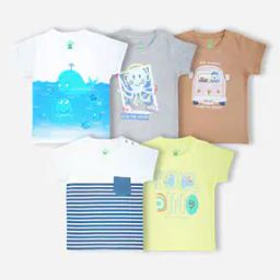 Pack of 5 Printed Round Neck T-Shirts-image-4