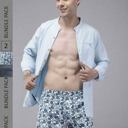 Men Pack of 2 Leaf Print Boxers with Elasticated Waistband-5