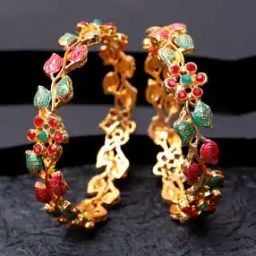 Set of 2 Gold-Plated Stone-Studded Bangles-38