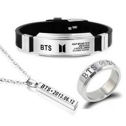 BTS Charm Bracelet with Stainless Steel BTS Ring & Pendant-image-35