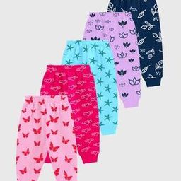 Girls Pack of 5 Leaf Print Pyjamas with Elasticated Waistband-image-64