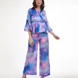 svaraa Women Tie & Dye Top & Palazzos Co-Ord Set-picture-47