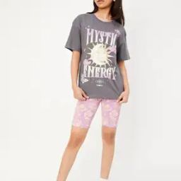Graphic Print Round-Neck T-Shirt & Shorts Set-picture-23