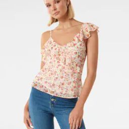 Floral Printed Top with Ruffled Neckline-picture-53