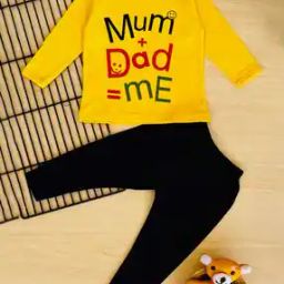 Typographic Print T-Shirt & Pyjamas Set-52
