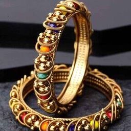 11382B Set of 2 Embellished Gold-Plated Bangles-image-11