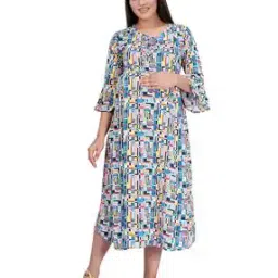 Abstract Print Maternity A-Line Dress-image-3