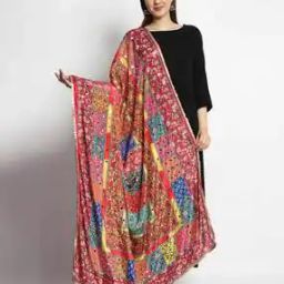 Printed Bridal Chinnon Dupatta With Mirror Work-22