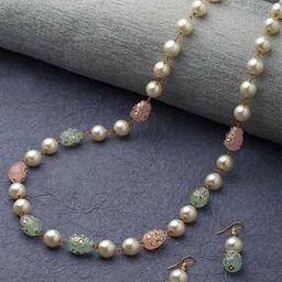 Women Pearl Beaded Necklace & Earrings Set-14
