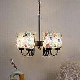  Chandelier With  Mosaic Glass Shade   -image-41