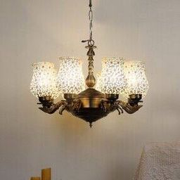devansh  Chandelier With  Mosaic Glass Shade   -picture-1