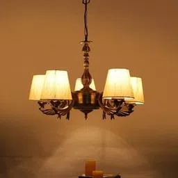  Chandelier With Conical Khadi Lamp Shade -image-10