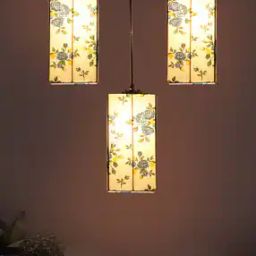 Set of 3 Floral Print LED Compatible Cluster Hanging Lamps-image-18