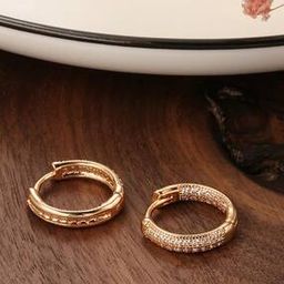 12838ER Stone-Studded Hoop Earrings-image-29