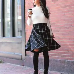 Women Checked Flared Skirt-image-29