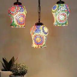 Set of 3 Cluster Mosaic Glass Hanging Lamps-image-18