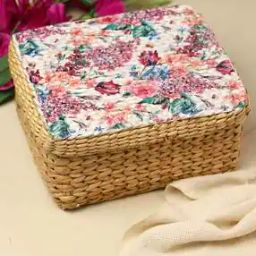 Seagrass Storage Box with Floral Print Lid-image-56