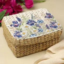 Floral Print Seagrass Storage Box with Lid-image-6