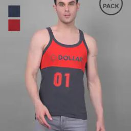 Pack of 3 Men Solid Cotton Racerback Styled Gym Vest-image-104