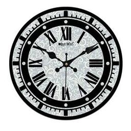 Floral Print Silent Movement Wooden Wall Clock-40