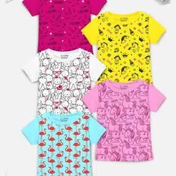 trampoline Pack Of 5 Girls Graphic T-Shirt with Round Neck-picture-49