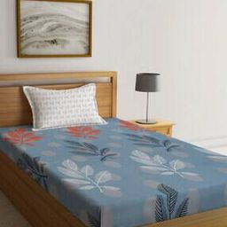 300 TC Floral Print Single Bedsheet with Pillow Cover-image-59