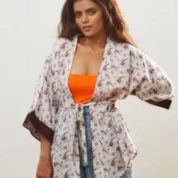 Printed Shrug with Waist Tie-Up-image-73