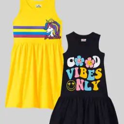 Pack Of 2 Cartoon A-Line Dress with Round Neck-image-2