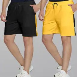 Men Pack of 2 Typographic Print Regular Fit Knit Shorts-image-84