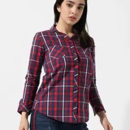 Checked Shirt with Patch Pockets-image-58