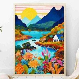 A Colourful Landscape Wall Painting-36