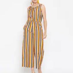 Striped Jumpsuit with Insert Pockets-image-33