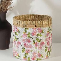 Floral Print Basket Weave Storage Basket-image-5