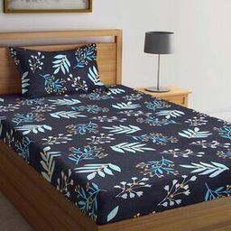 300 TC Floral Print Single Bedsheet with Pillow Covers-image-66