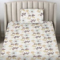 300 TC Floral Print Single Bedsheet with Pillow Cover-image-27