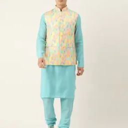 Men Embroidered Nehru Jacket with Mandarin Collar-image-48