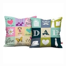 Set of 2 Love You Dad Love You Mom Print Cushions 12" x 12"-13