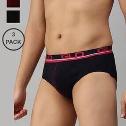 Men Pack of 3 Briefs with Elasticated Waistband-image-1
