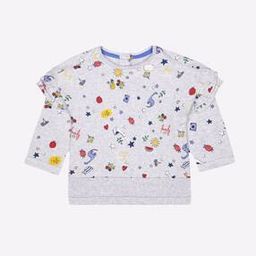 Printed Sweatshirt with Ruffled Panels-image-82