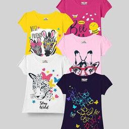 Pack of 5 Printed Round-Neck T-Shirts-image-114