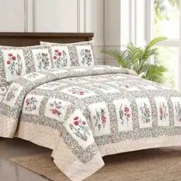 150 GSM Floral Print Double Bedsheet with Pillow Covers-47