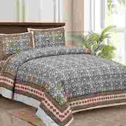 150 GSM Floral Print Double Bedsheet with Pillow Covers-image-68