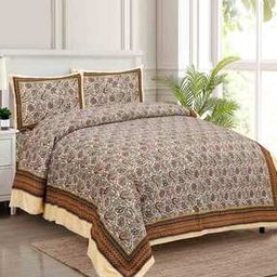 150 GSM Floral Print Double Bedsheet with Pillow Covers-image-82