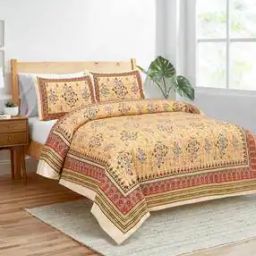 240 TC Floral Print Double Bedsheet with Pillow Covers-image-52