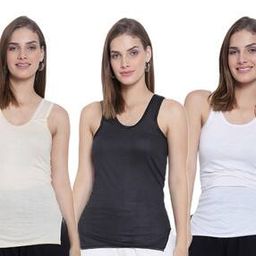 Pack of 3 Round-Neck Camisoles with Lace Detail-image-51