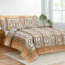 150 GSM Floral Print Double Bedsheet with Pillow Covers-image-42