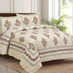 150 GSM Floral Print Double Bedsheet with Pillow Covers-36