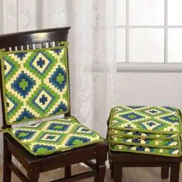 Set of 2 Chair Pad Cushions with Strings 16" x 16"-12