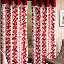 cortina eyelet curtain Pack of 2 Floral Print Door Curtains-picture-49