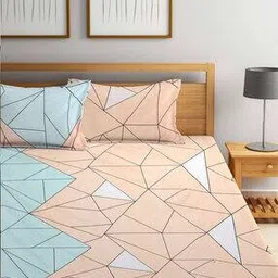 Geometric Print Elasticated Double Bedsheet with 2 Pillow Covers-38